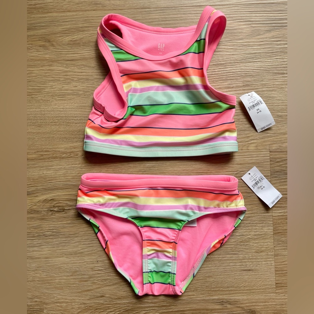 Gap Kids Swimsuit — 2 piece pink stripes